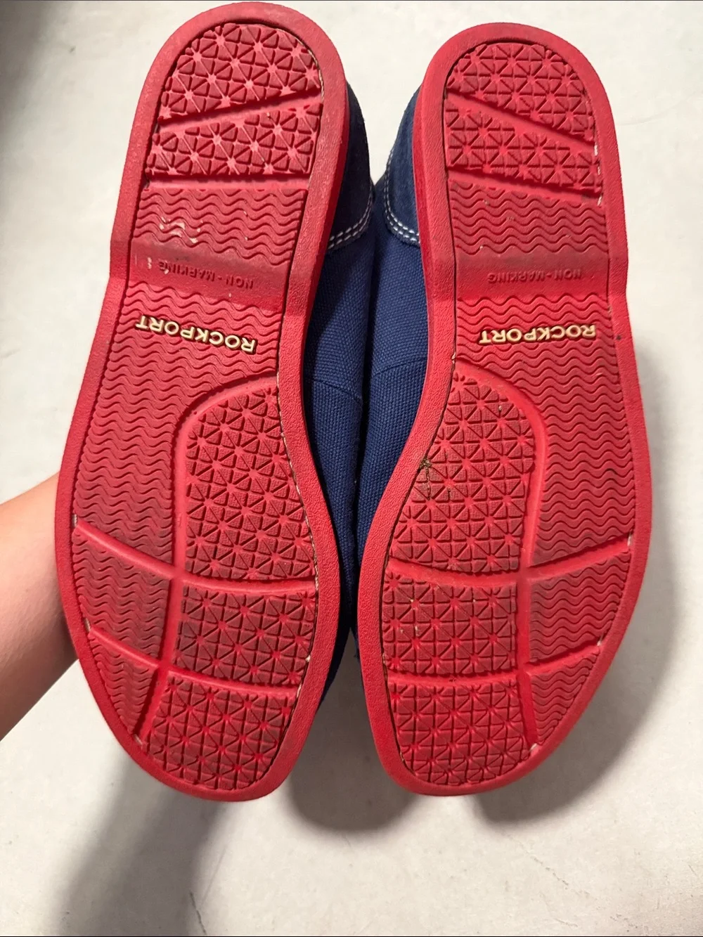 Men’s Navy Blue and Red High-Top Boat Shoes